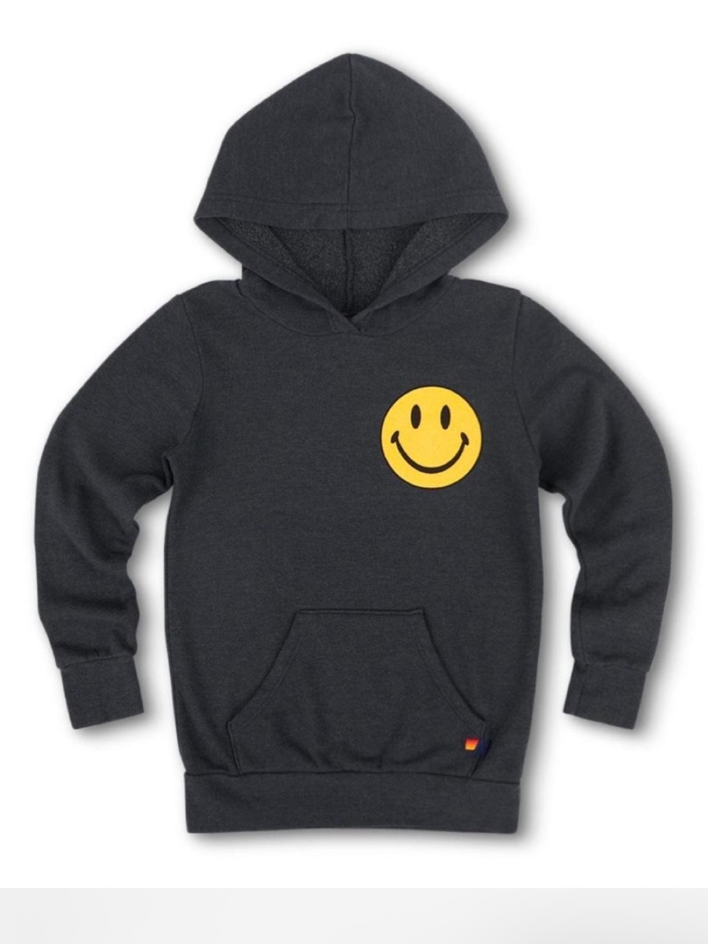 Aviator Nation Charcoal Smiley Hoodie Sweatshirt - kids 12